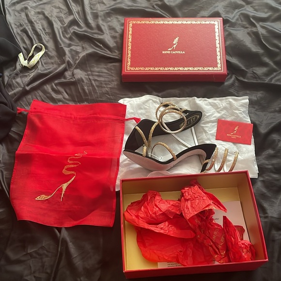 美品　RENE CAOVILLA ゴージャス René Caovilla x Level Shoes Cleo crystal-embellished sandals